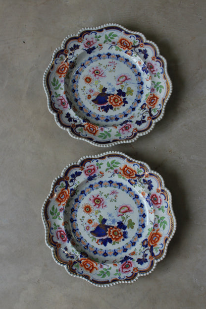 Pair Antique Hicks Meigh & Johnson Plates - Kernow Furniture