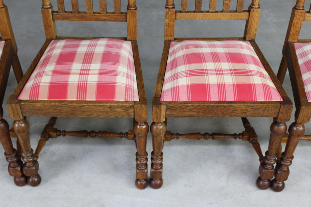 Set 4 Oak High Back Dining Chairs - Kernow Furniture