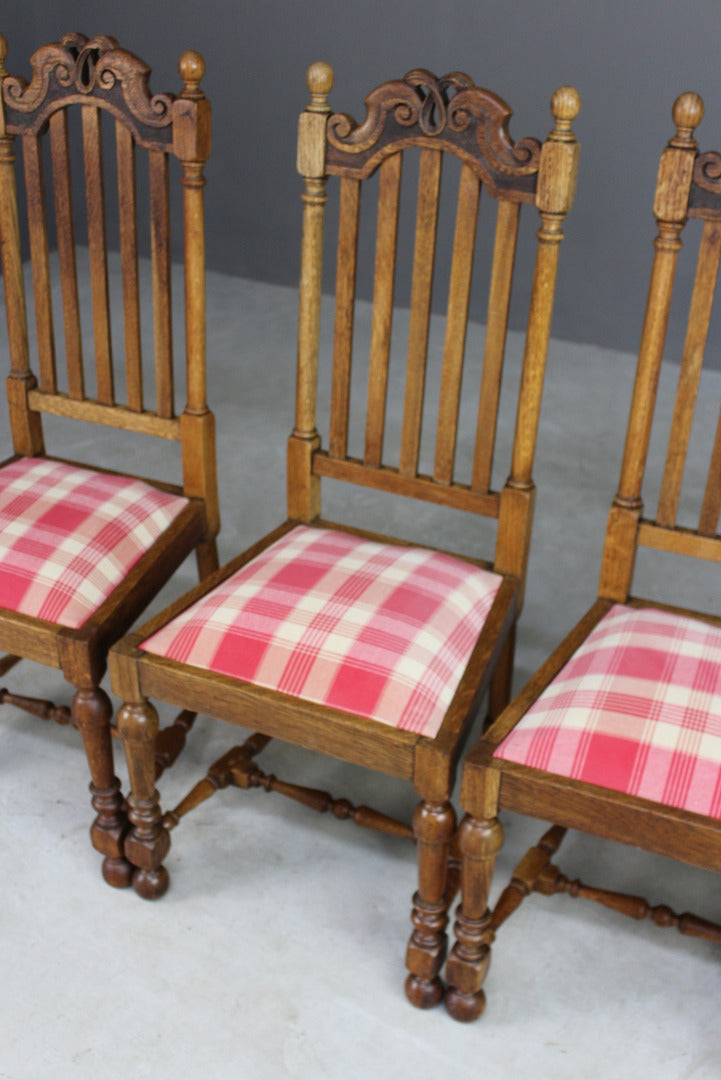 Set 4 Oak High Back Dining Chairs - Kernow Furniture