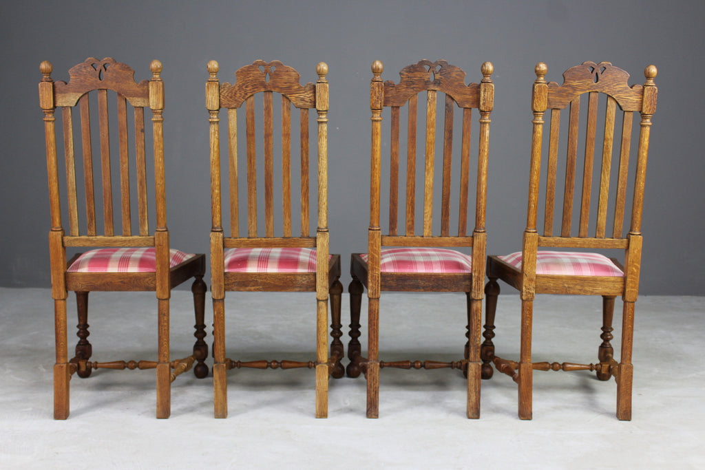 Set 4 Oak High Back Dining Chairs - Kernow Furniture