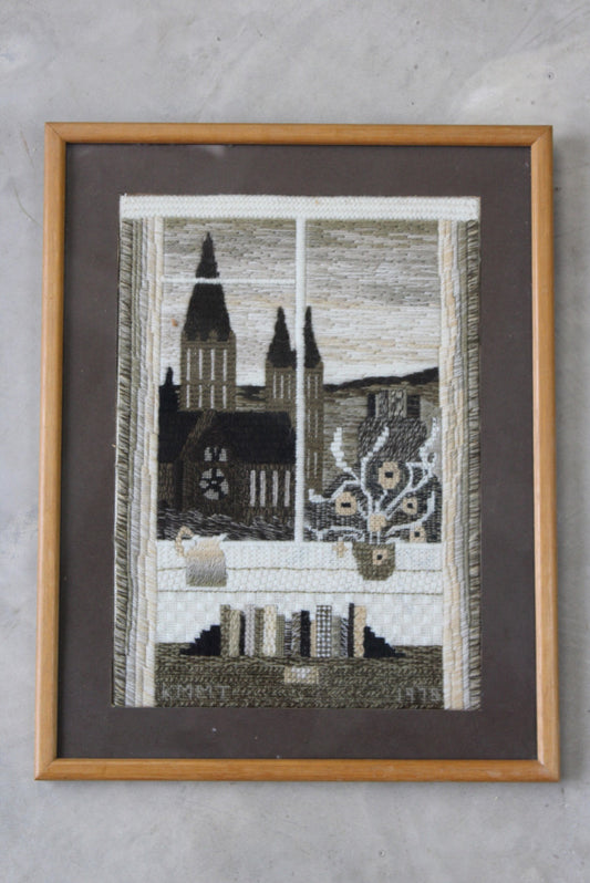 Vintage Tapestry Woolwork Picture - Truro Cathedral - Kernow Furniture