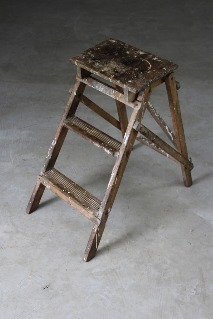 Vintage Wooden Step Ladder - Kernow Furniture