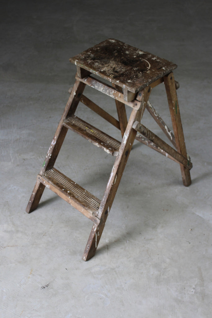Vintage Wooden Step Ladder - Kernow Furniture