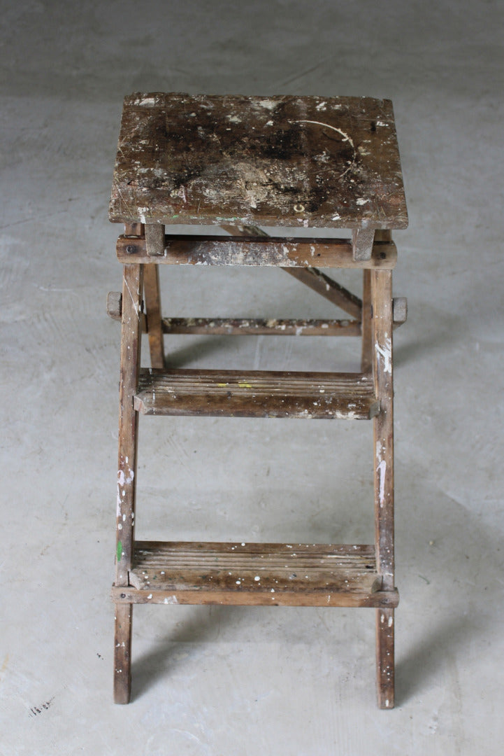 Vintage Wooden Step Ladder - Kernow Furniture