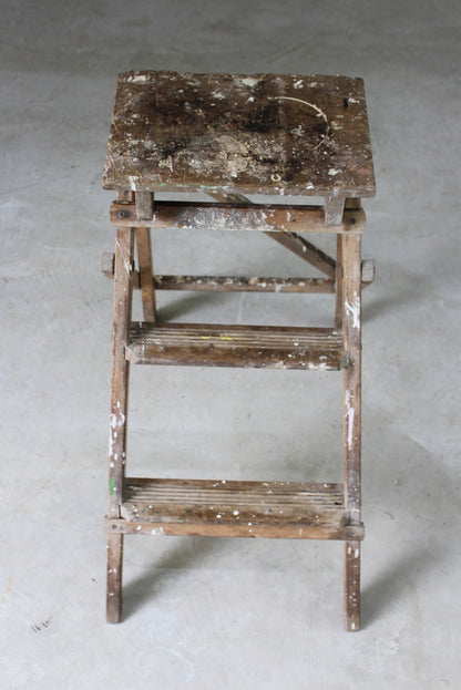 Vintage Wooden Step Ladder - Kernow Furniture