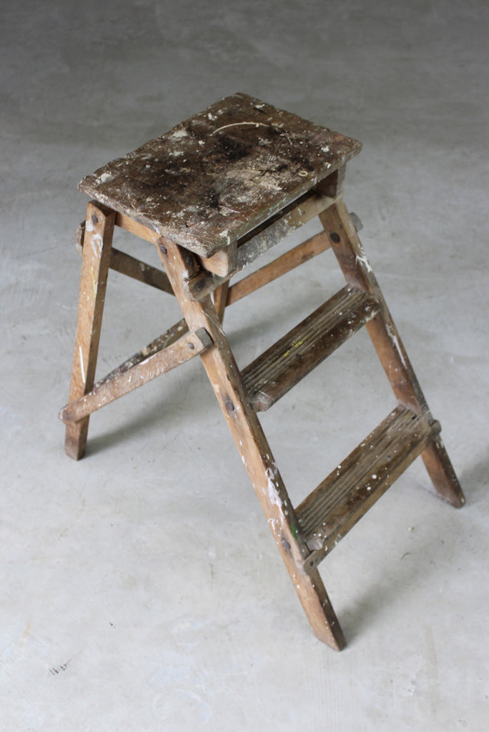 Vintage Wooden Step Ladder - Kernow Furniture