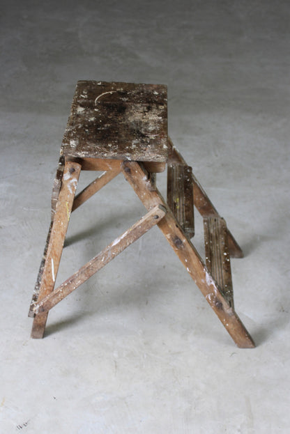 Vintage Wooden Step Ladder - Kernow Furniture