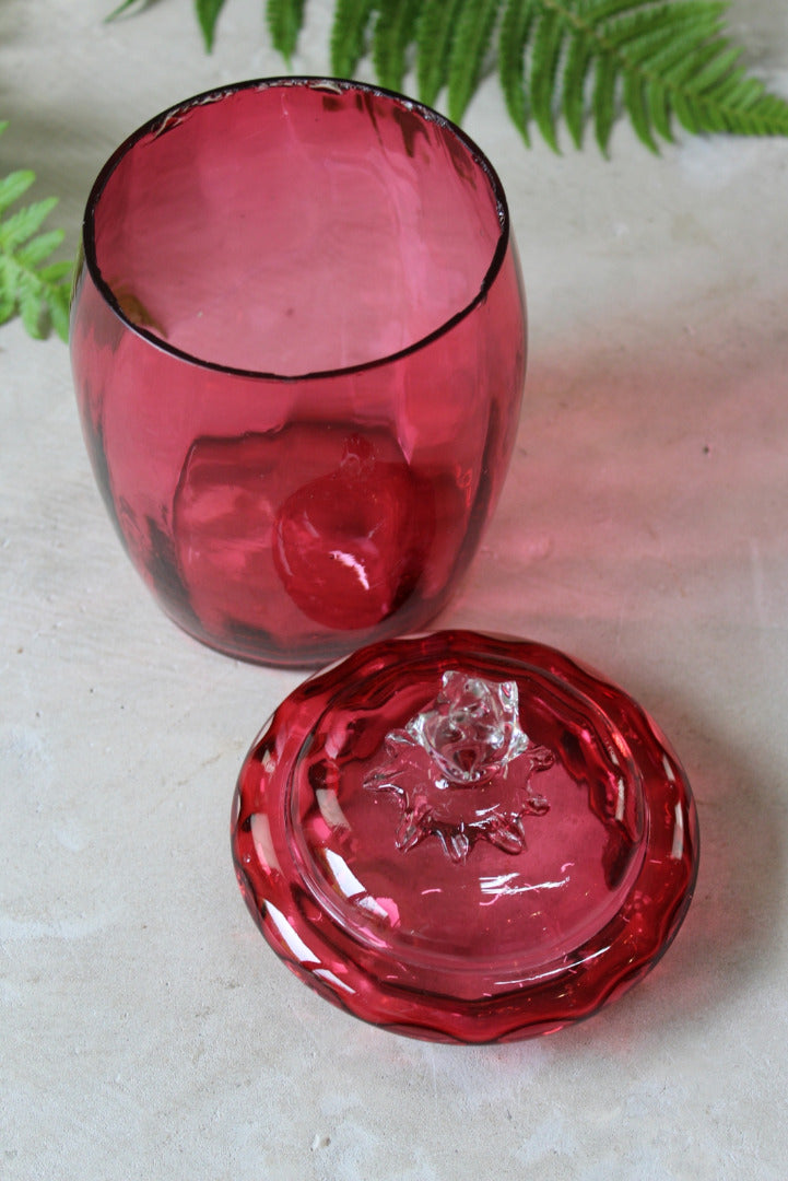 Cranberry Glass Jar - Kernow Furniture