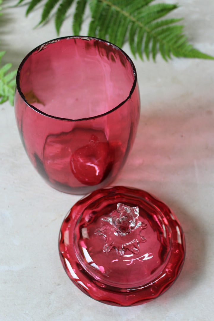 Cranberry Glass Jar - Kernow Furniture