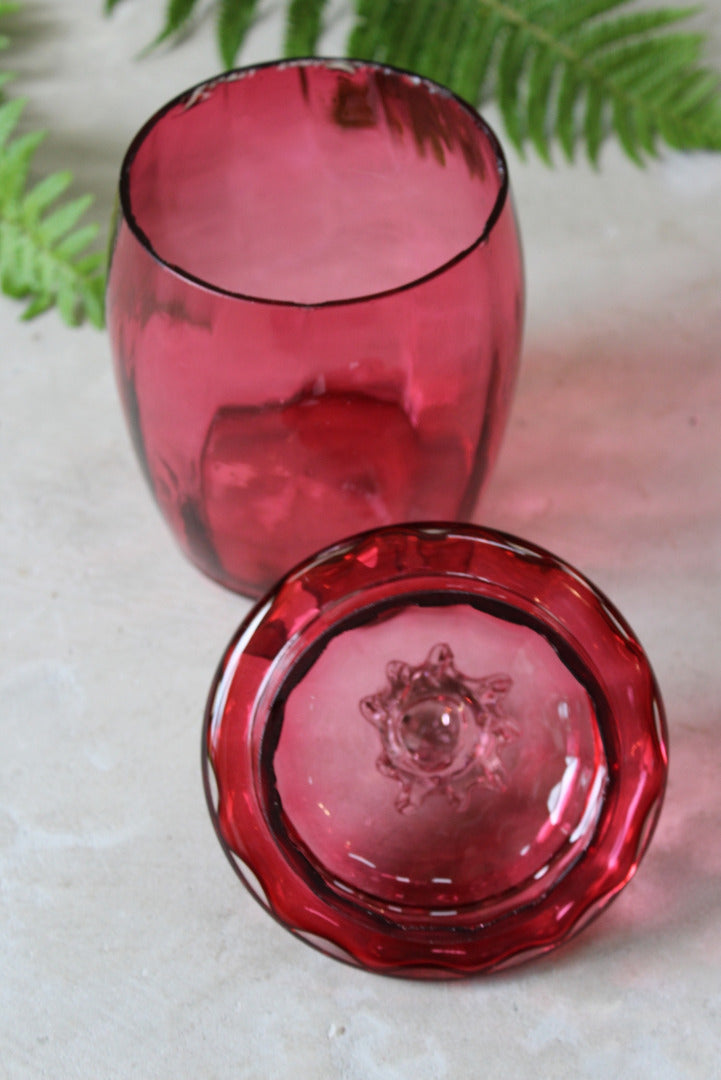 Cranberry Glass Jar - Kernow Furniture