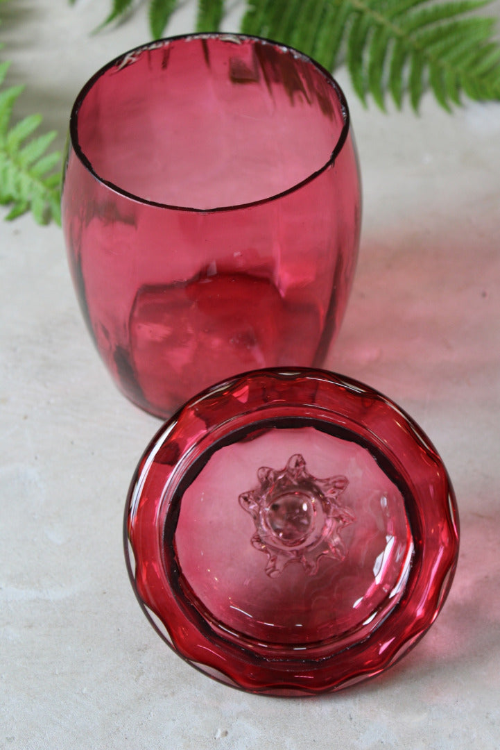 Cranberry Glass Jar - Kernow Furniture