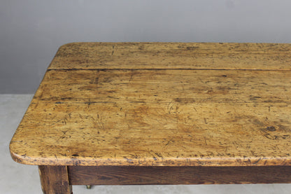 Large Pine Farmhouse Kitchen Table - Kernow Furniture