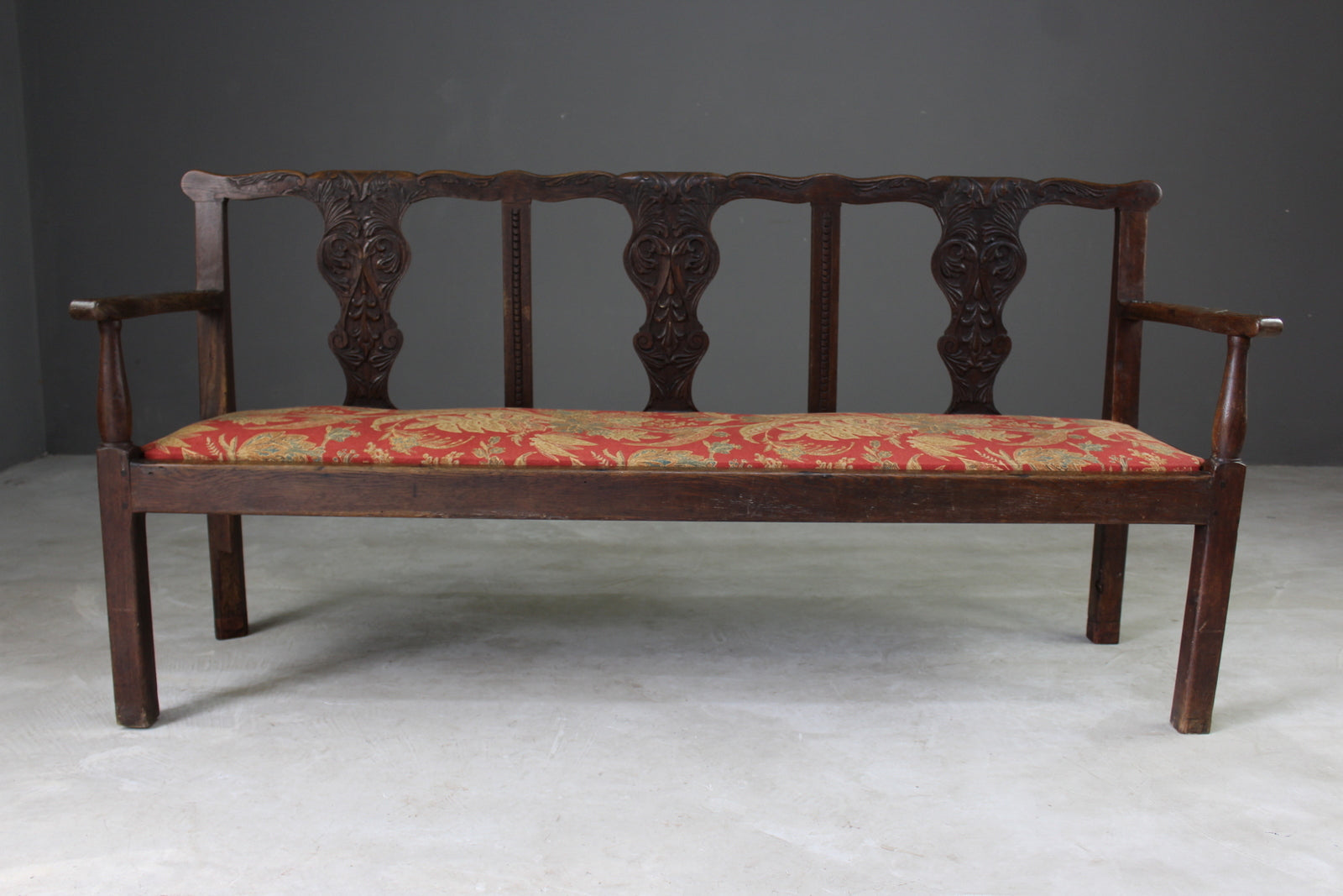 Oak Chippendale Style Settee - Kernow Furniture