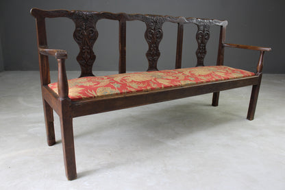 Oak Chippendale Style Settee - Kernow Furniture