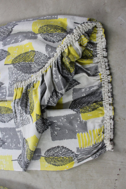 Yellow & Grey Leaf Vintage Barkcloth Curtains - Kernow Furniture