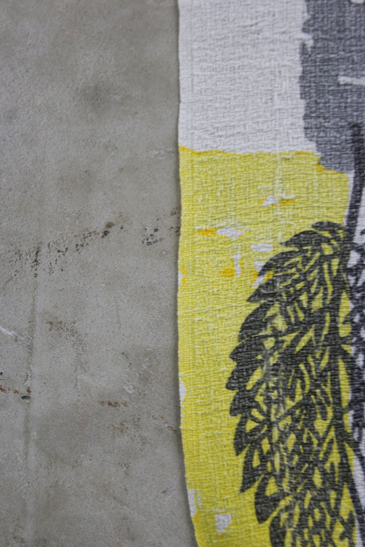 Yellow & Grey Leaf Vintage Barkcloth Curtains - Kernow Furniture