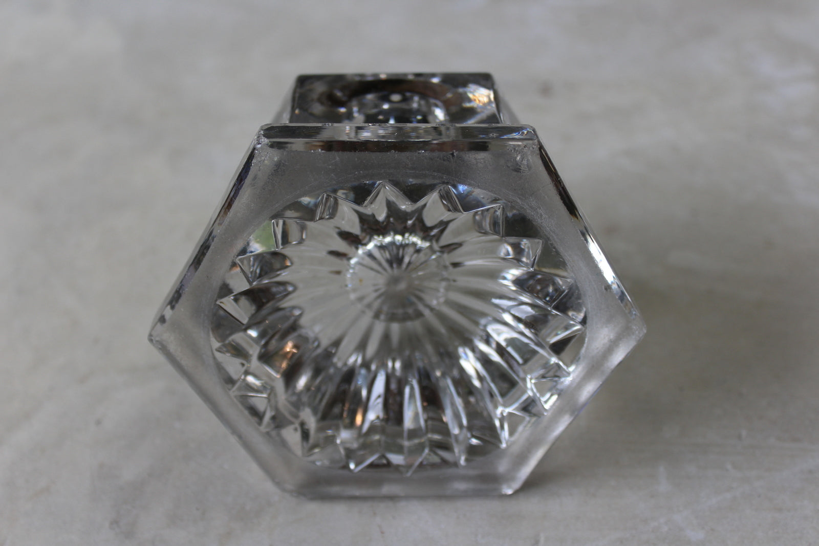 Large Antique Hexagonal Glass Inkwell - Kernow Furniture