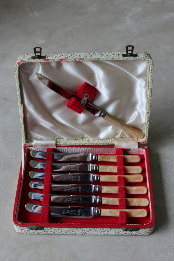 6 Boxed Vintage Butter Knives - Kernow Furniture