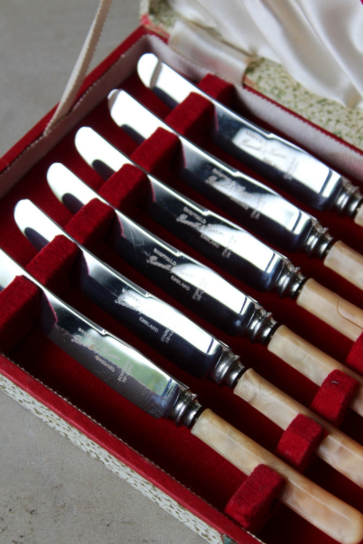 6 Boxed Vintage Butter Knives - Kernow Furniture