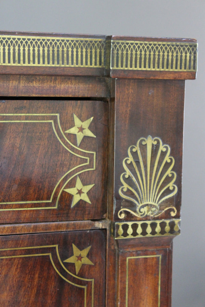 Antique Empire Style Inlaid Mahogany Secretaire Abbatant - Kernow Furniture