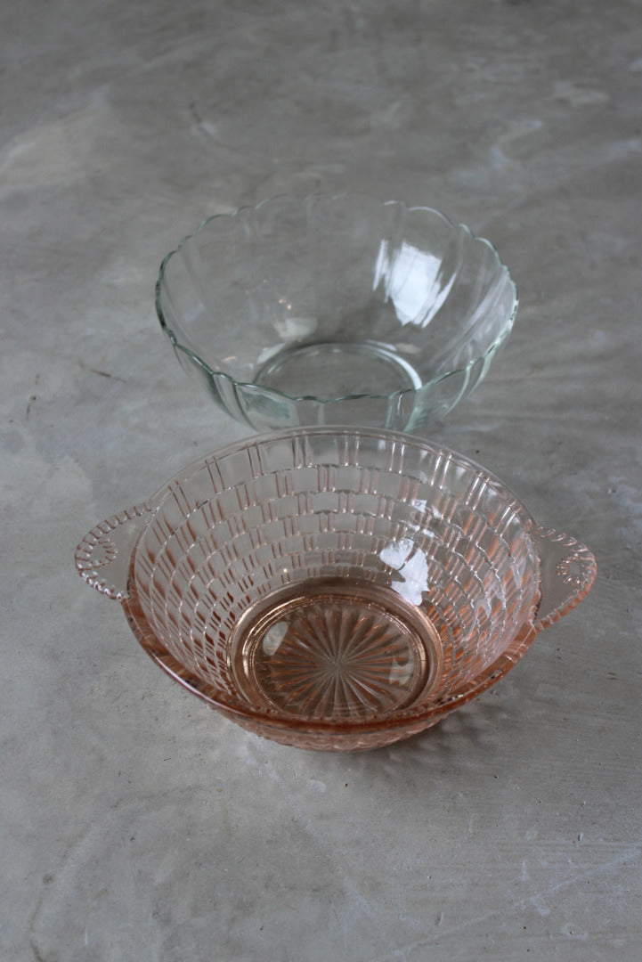 Pair Vintage Glass Serving Bowls - Kernow Furniture