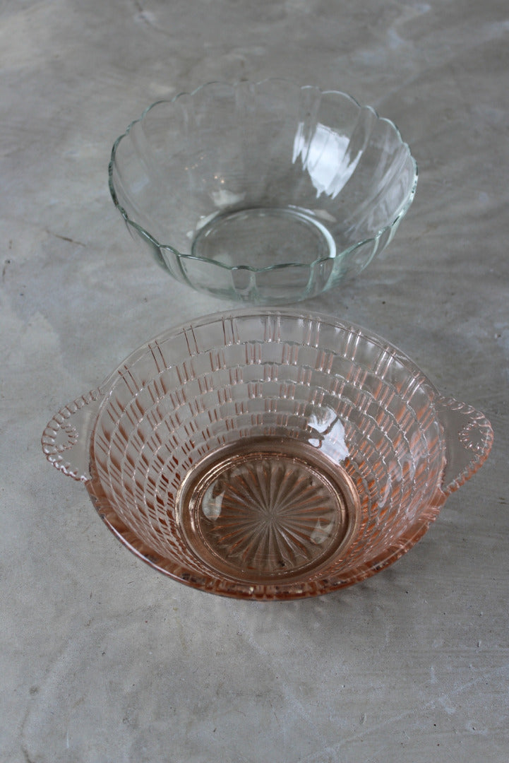 Pair Vintage Glass Serving Bowls - Kernow Furniture