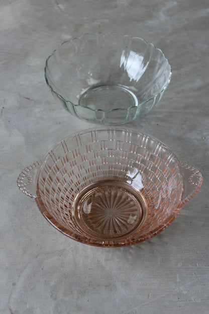 Pair Vintage Glass Serving Bowls - Kernow Furniture