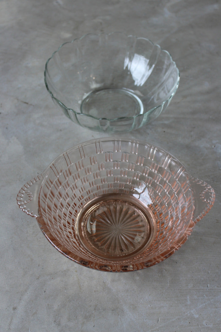 Pair Vintage Glass Serving Bowls - Kernow Furniture