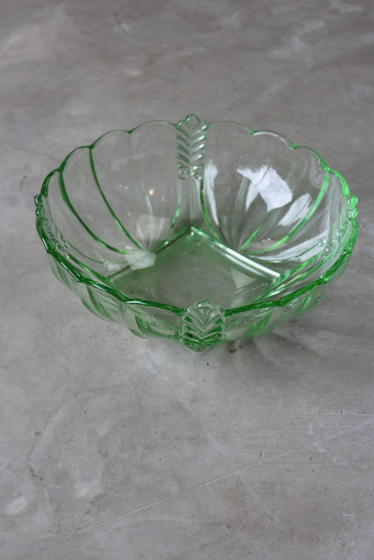 Vintage 1930s Large Green Glass Bowl - Kernow Furniture