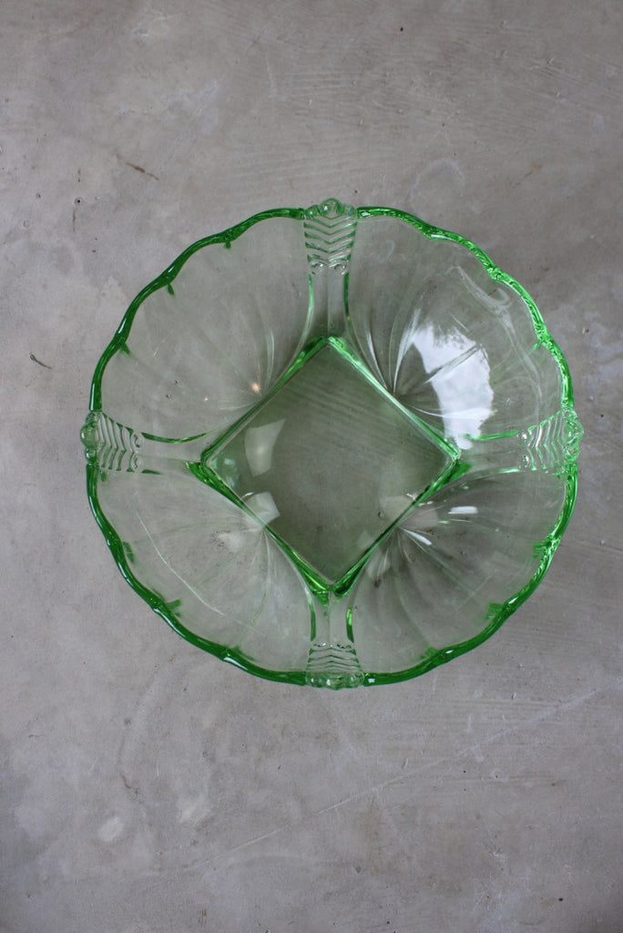 Vintage 1930s Large Green Glass Bowl - Kernow Furniture