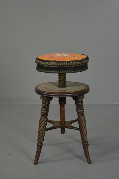 19th Century Mahogany Adjustable Music Piano Stool - Kernow Furniture