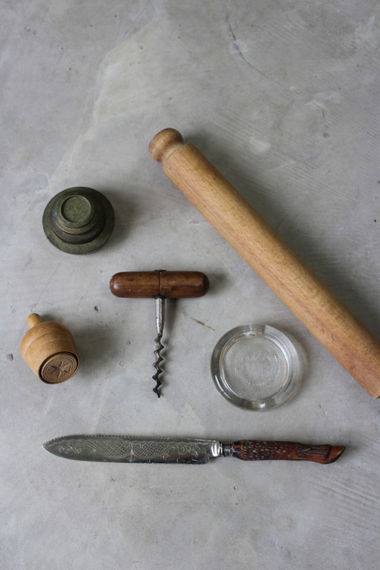Collection Vintage Kitchenalia Butter Mould Corkscrew - Kernow Furniture