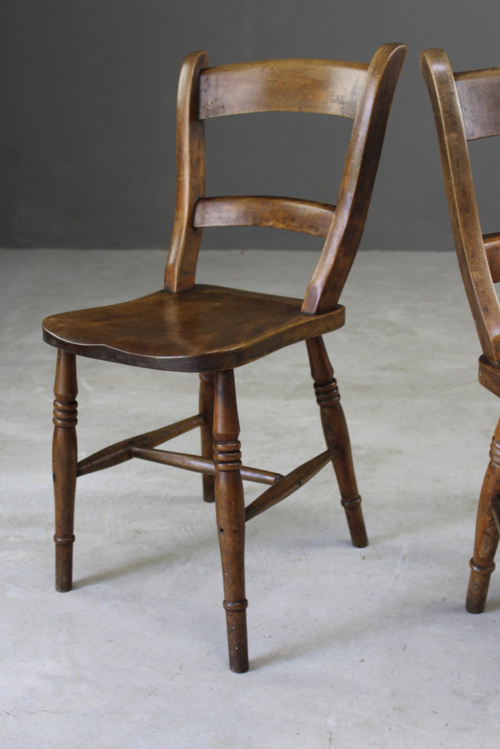 Pair Rustic Beech Kitchen Chairs - Kernow Furniture