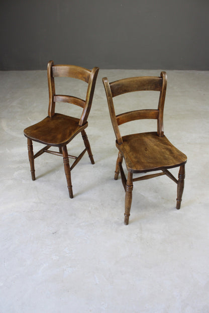 Pair Rustic Beech Kitchen Chairs - Kernow Furniture