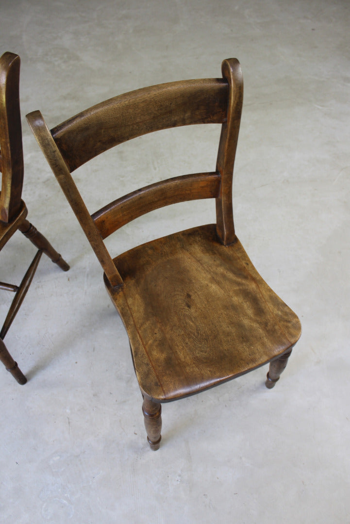 Pair Rustic Beech Kitchen Chairs - Kernow Furniture