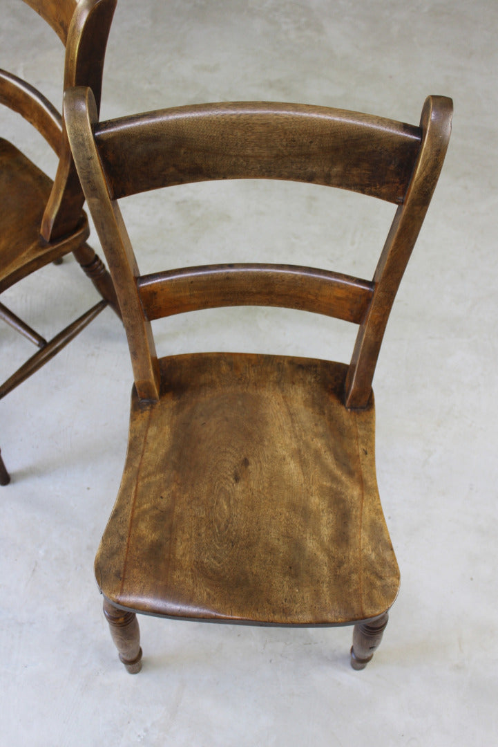 Pair Rustic Beech Kitchen Chairs - Kernow Furniture