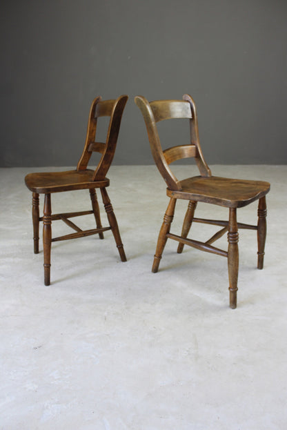 Pair Rustic Beech Kitchen Chairs - Kernow Furniture