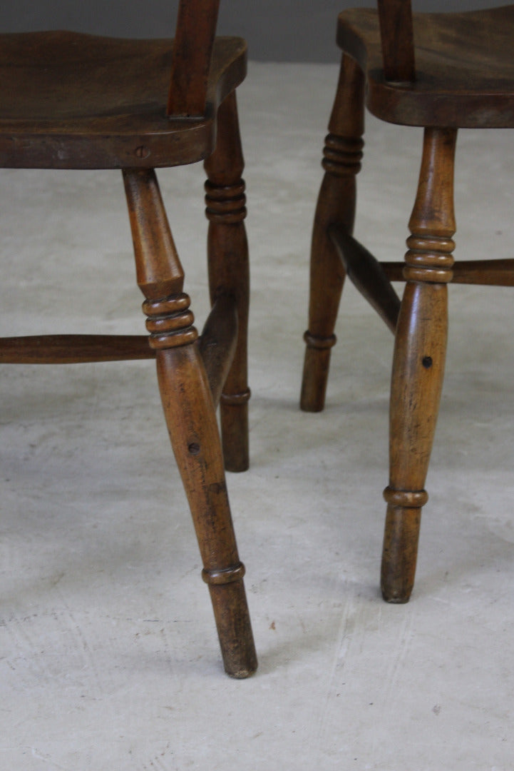 Pair Rustic Beech Kitchen Chairs - Kernow Furniture