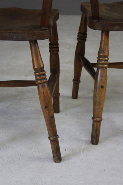 Pair Rustic Beech Kitchen Chairs - Kernow Furniture