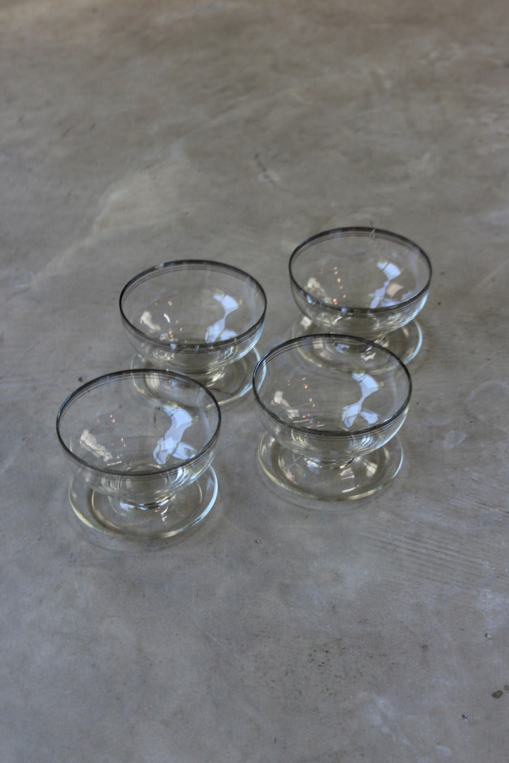 4 Vintage Glass Ice Cream Dessert Bowls - Kernow Furniture