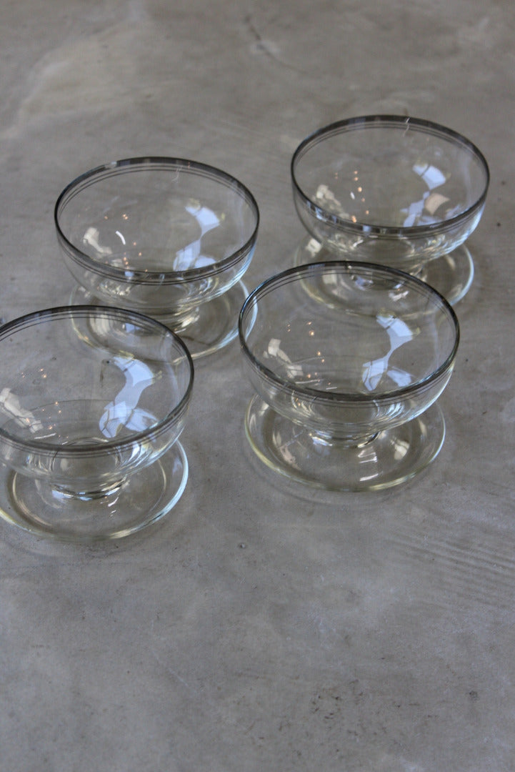 4 Vintage Glass Ice Cream Dessert Bowls - Kernow Furniture