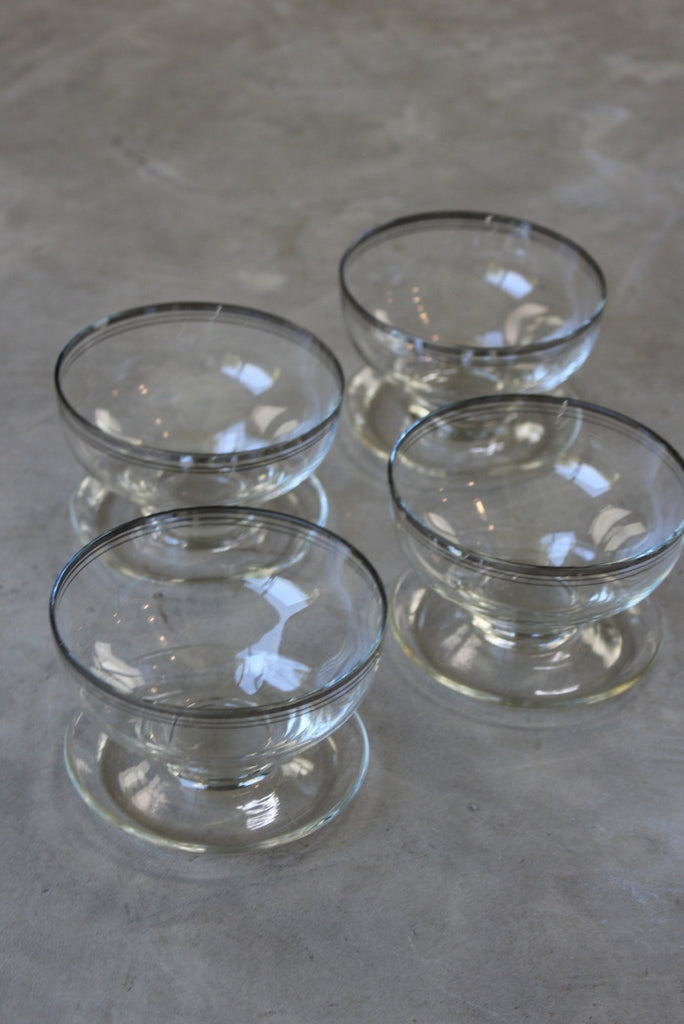 4 Vintage Glass Ice Cream Dessert Bowls - Kernow Furniture