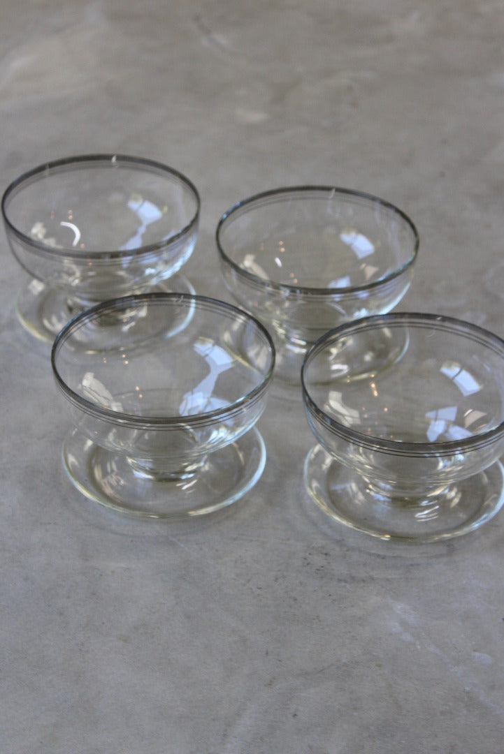 4 Vintage Glass Ice Cream Dessert Bowls - Kernow Furniture