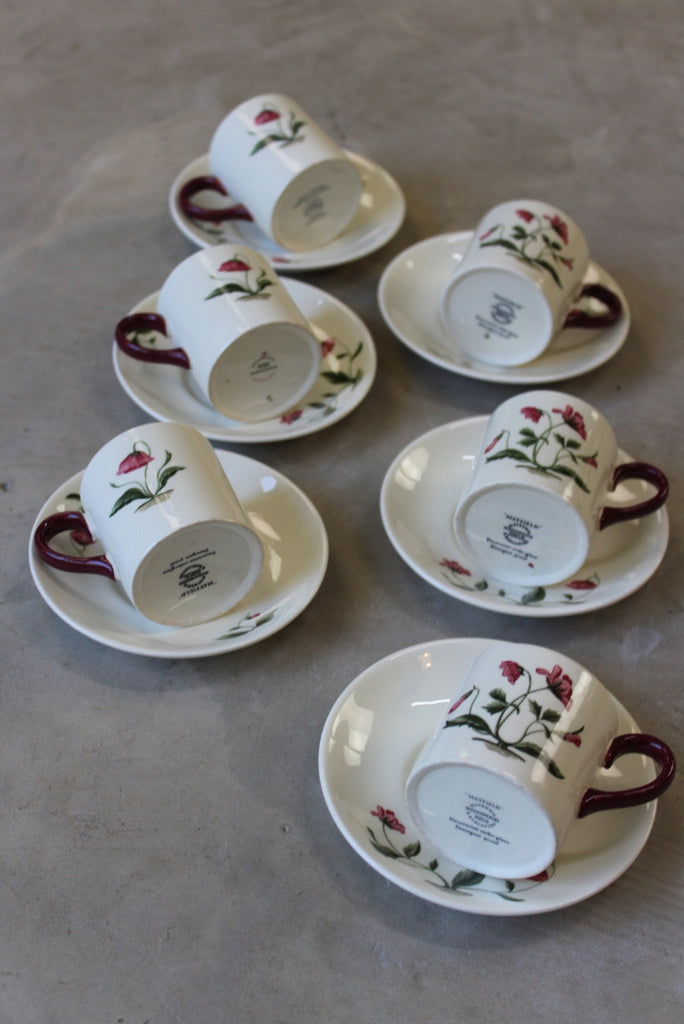 6 Wedgwood Mayfield Coffee Cups Saucers - Kernow Furniture