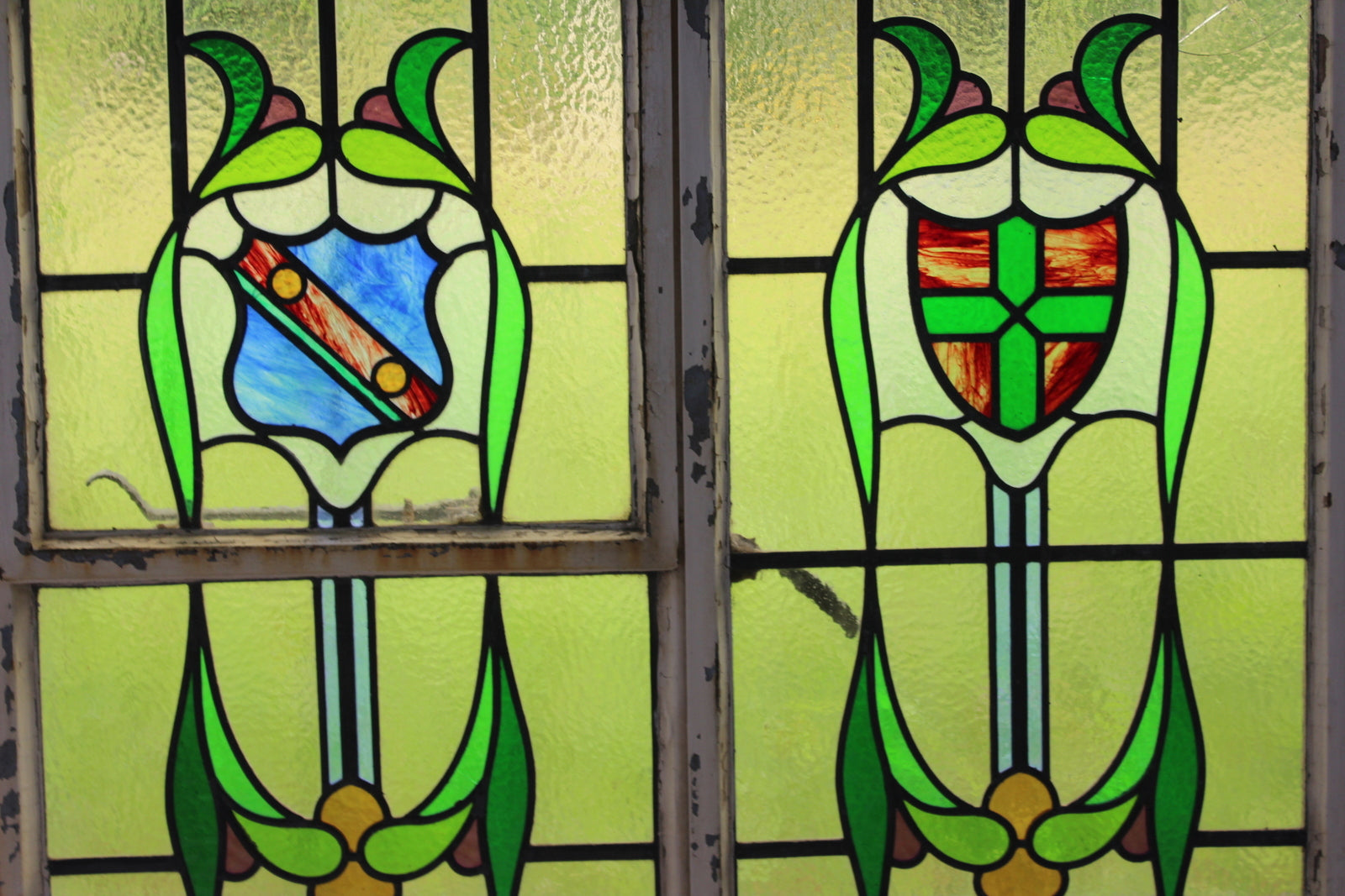 Metal Frame Stained Glass Window - Kernow Furniture