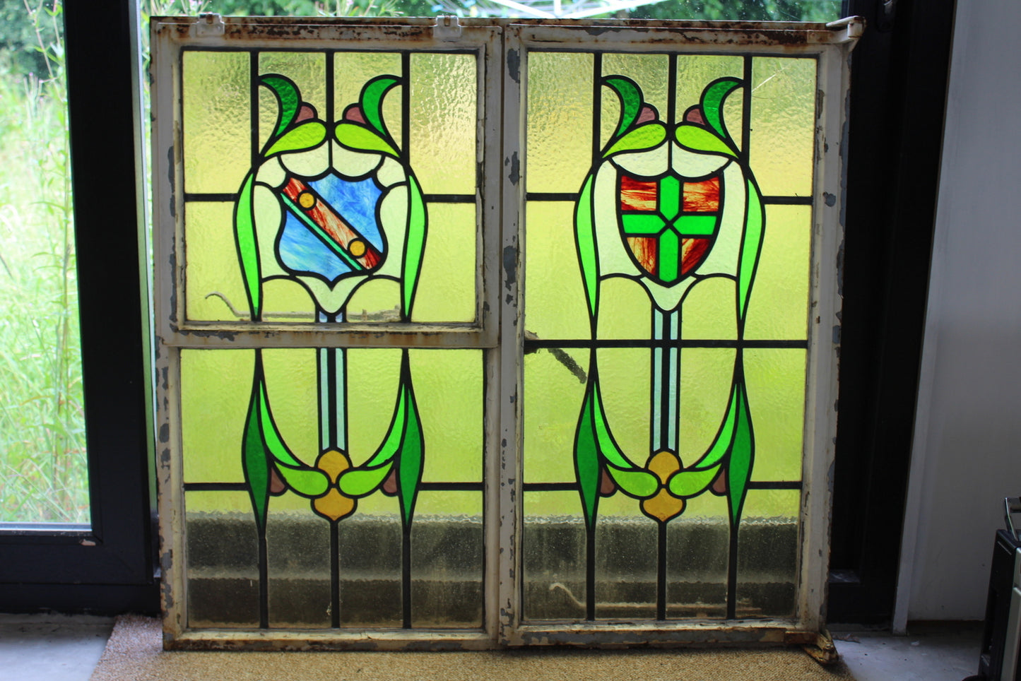 Metal Frame Stained Glass Window - Kernow Furniture