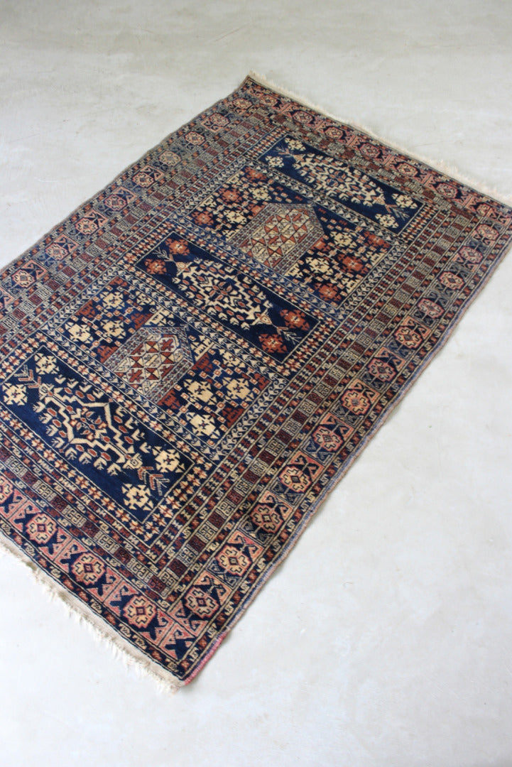 Brown & Blue Afghan Rug - Kernow Furniture