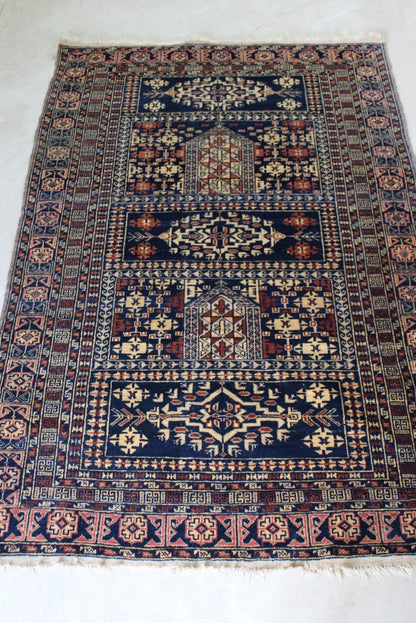 Brown & Blue Afghan Rug - Kernow Furniture