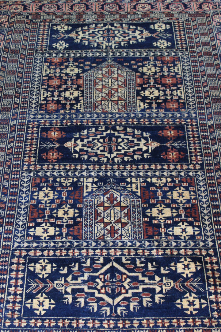 Brown & Blue Afghan Rug - Kernow Furniture