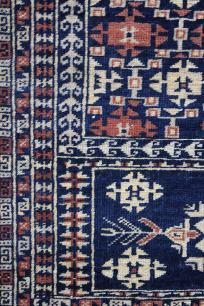 Brown & Blue Afghan Rug - Kernow Furniture